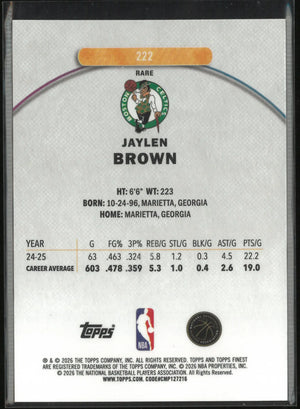 2026 Topps Finest Jaylen Brown Blue /25 