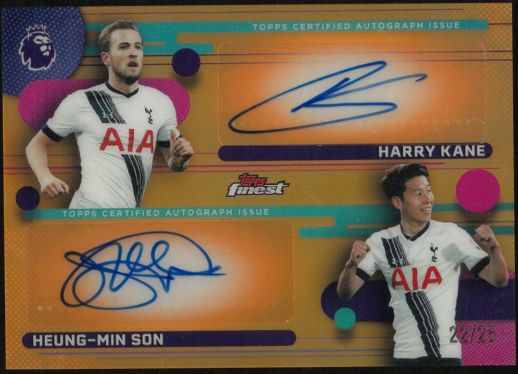 2026 Topps Finest PL Harry Kane & Heung-Min Son Autograph Auto Orange /25 