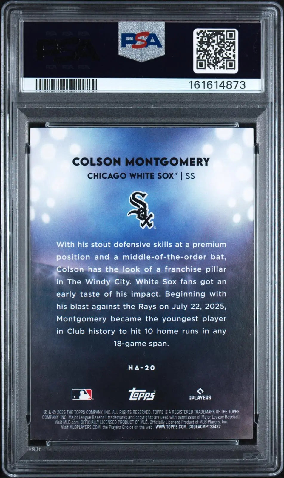 2026 Topps Home Field Advantage Baseball Rookie Colson Montgomery RC PSA 8 