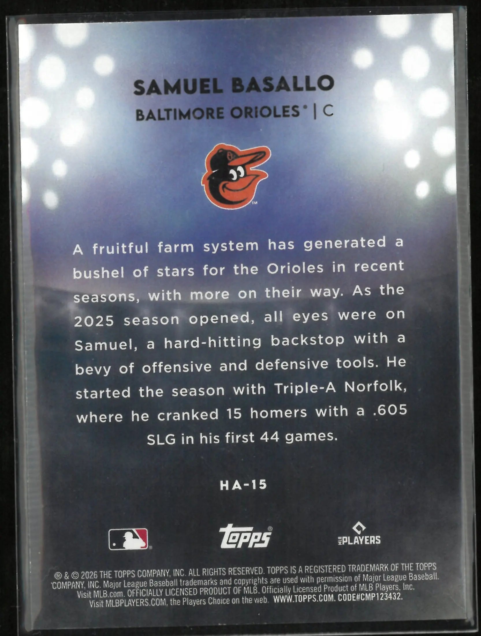 2026 Topps Home Field Advantage Samuel Basallo 
