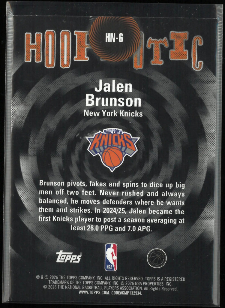 2026 Topps Hoops Hoopnotic Jalen Brunson SSP 