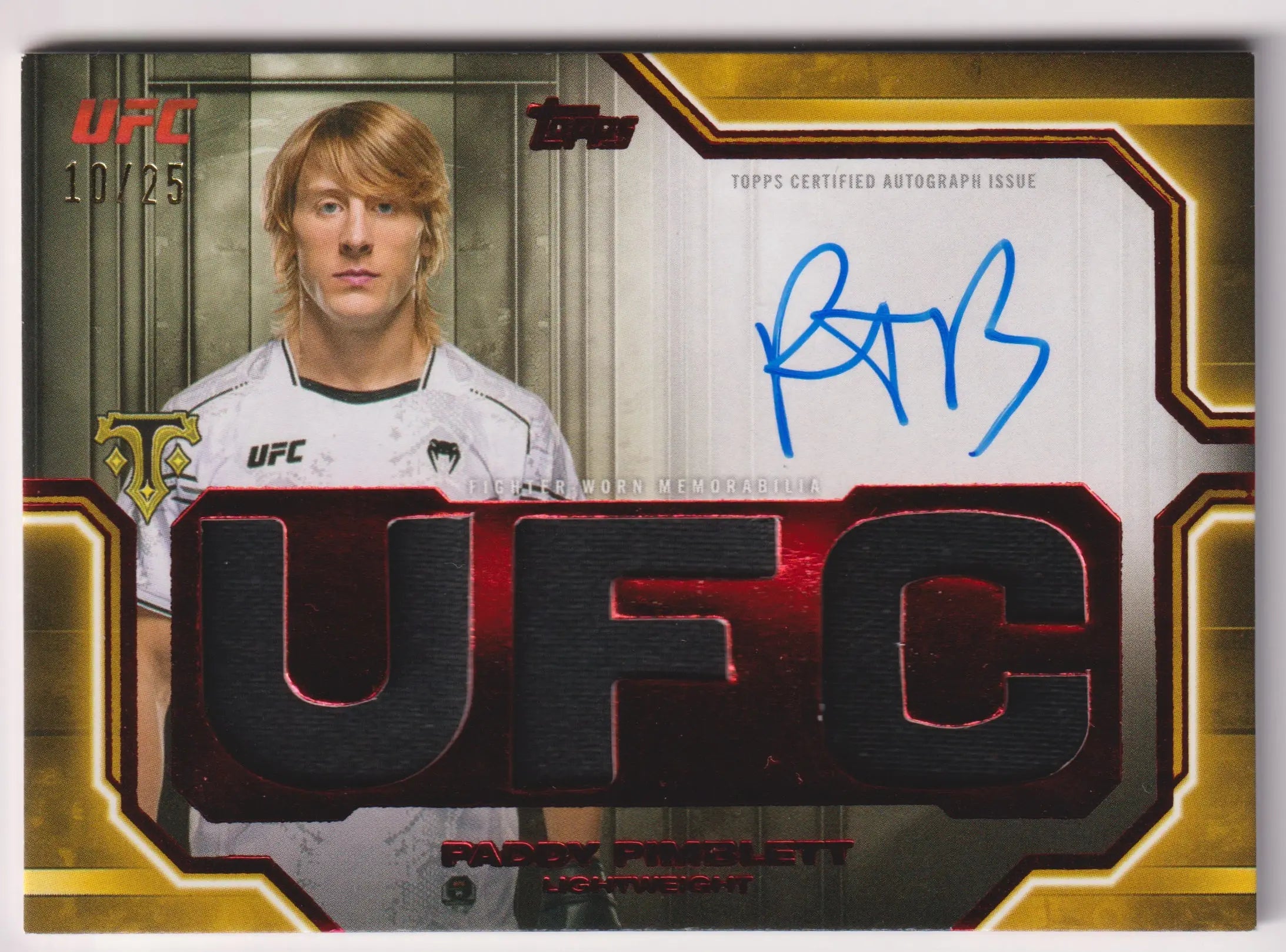 2026 Topps Knockout UFC Triple Patch Autograph Paddy Pimblett Auto Red /25 