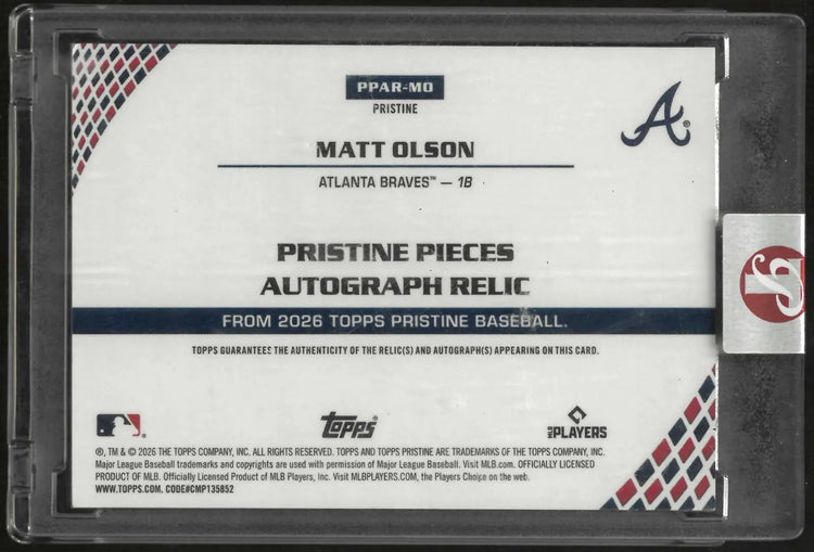 2026 Topps Pristine Pieces Autograph Patch Matt Olson Auto Orange /25 