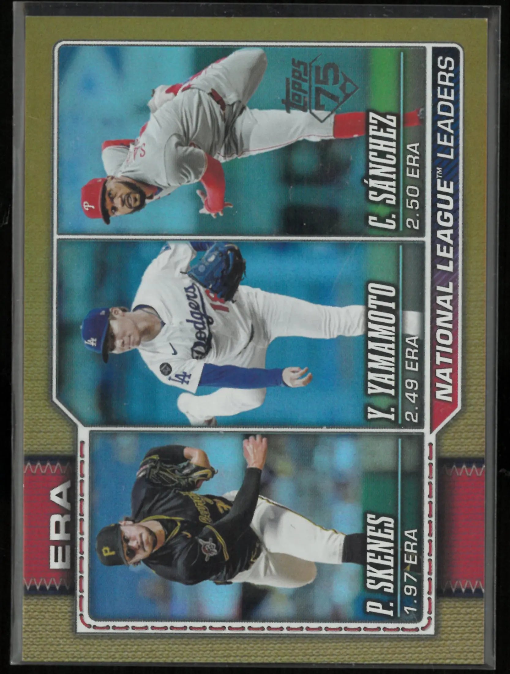 2026 Topps Series One National League Leaders ERA Skenes/Yamamoto/Sanchez Topps 75 Gold /50 