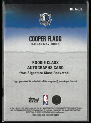 2026 Topps Signature Class Rookie Autograph Cooper Flagg Auto RC 