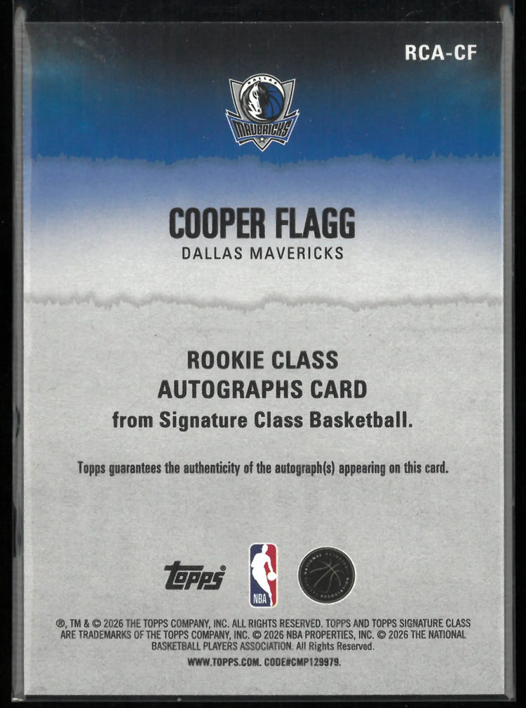 2026 Topps Signature Class Rookie Autograph Cooper Flagg Auto RC 