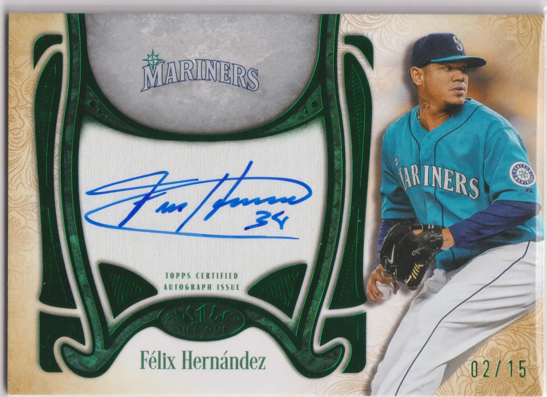 2026 Topps Tier One Top Shelf Autograph Felix Hernandez Auto Green /15 