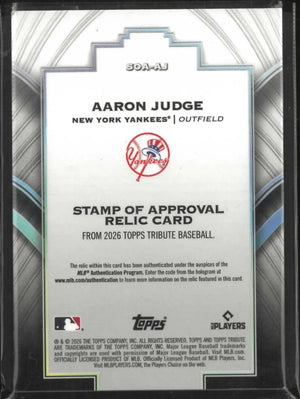 2026 Topps Tribute Stamp Of Approval Patch Aaron Judge Blue /150 