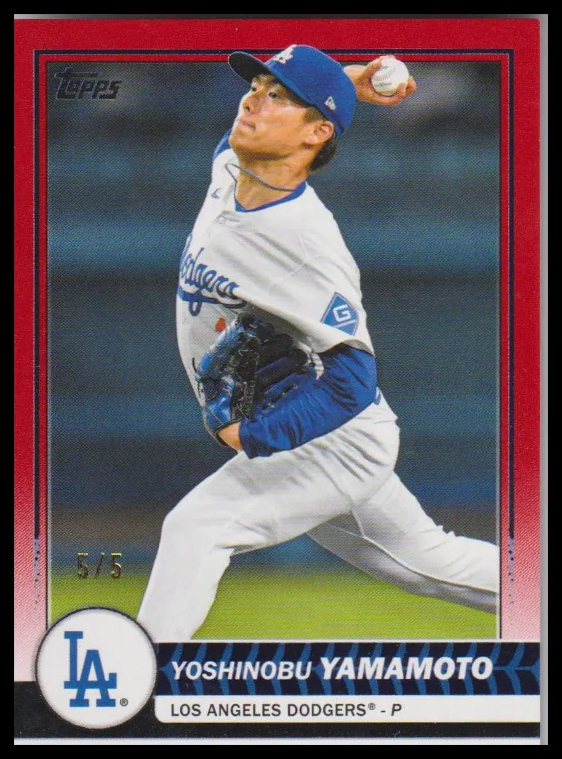 2026 Topps #72 Yoshinobu Yamamoto Flagship Collection Chrome Red #/5 