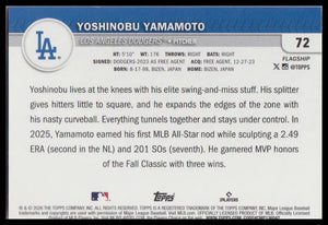 2026 Topps #72 Yoshinobu Yamamoto Flagship Collection Chrome Red #/5 