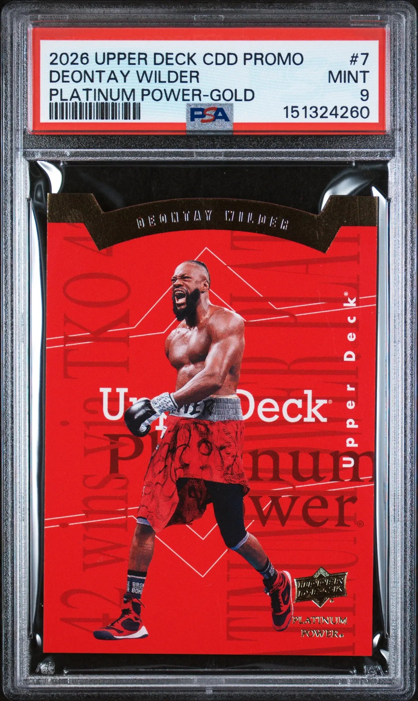 2026 Upper Deck CDD Promos Platinum Power Gold Deontay Wilder #7 PSA 9 