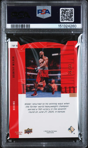 2026 Upper Deck CDD Promos Platinum Power Gold Deontay Wilder #7 PSA 9 