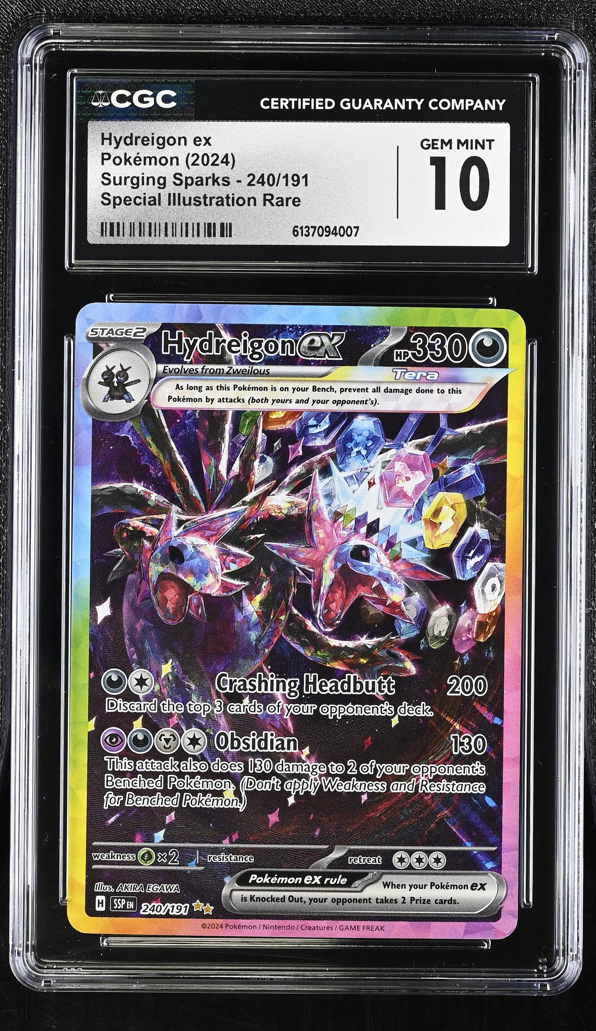 24 Pokemon Surging Sparks Hydreigon ex Special Illustration Rare CGC 10 240/191 