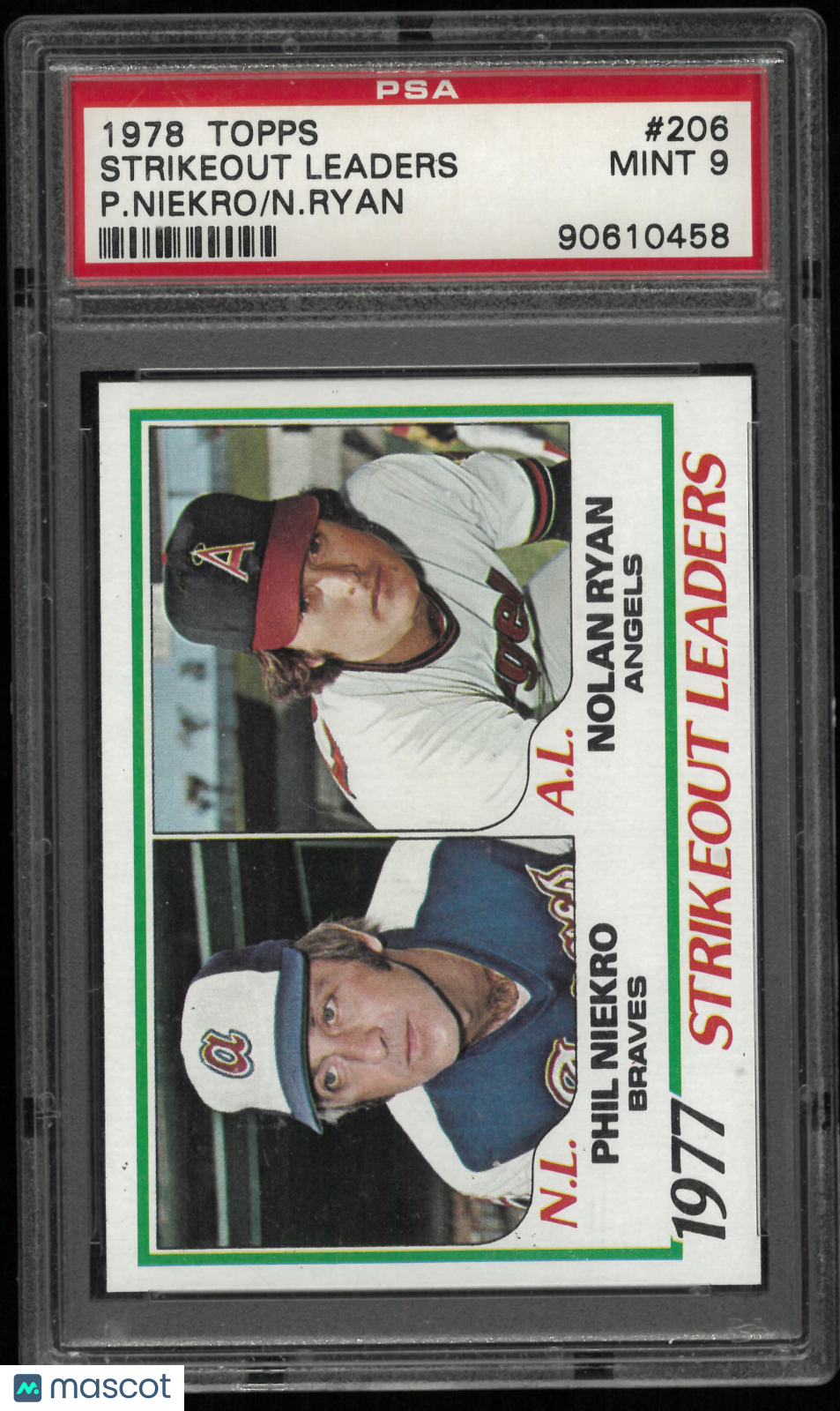 1978 Topps Strikeout Leaders P. Niekro N. Ryan PSA 9