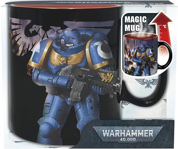 ABYSTYLE Warhammer 40K Ultramarine & Black Legion Heat Change Ceramic Color Changing Coffee Tea Mug 16 Oz.