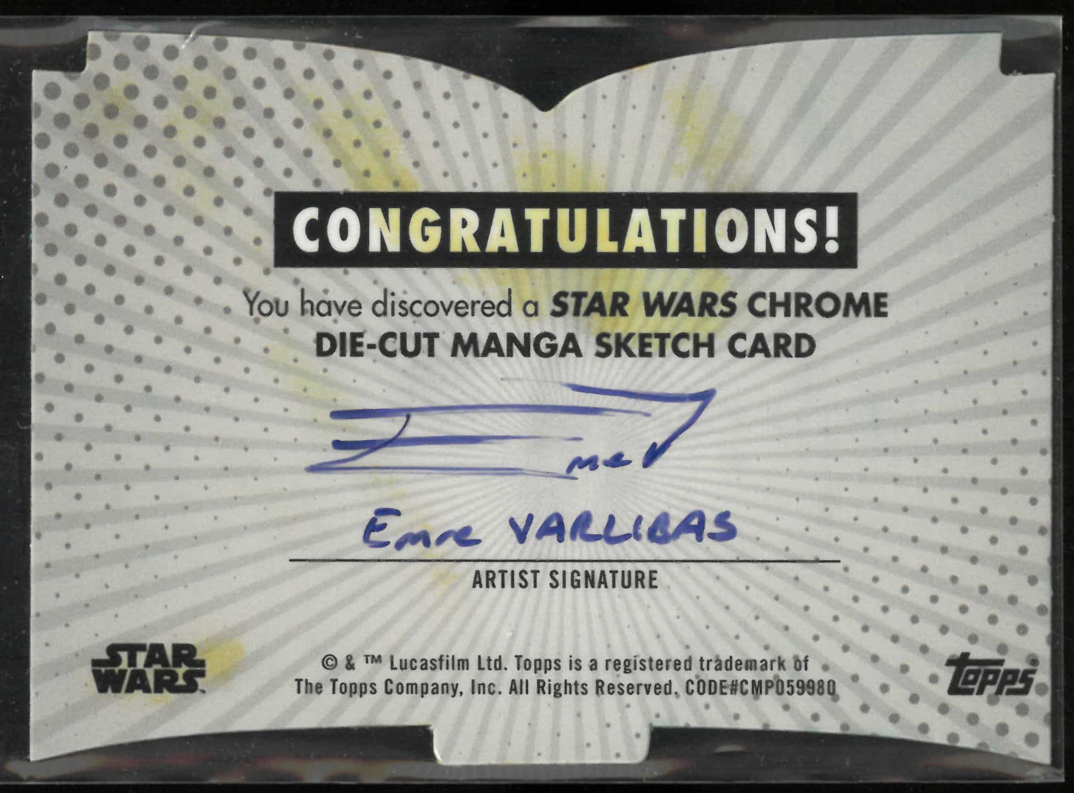 2025 Topps Chrome Star Wars Die-Cut Manga Sketch Autograph Emre Varligas /1