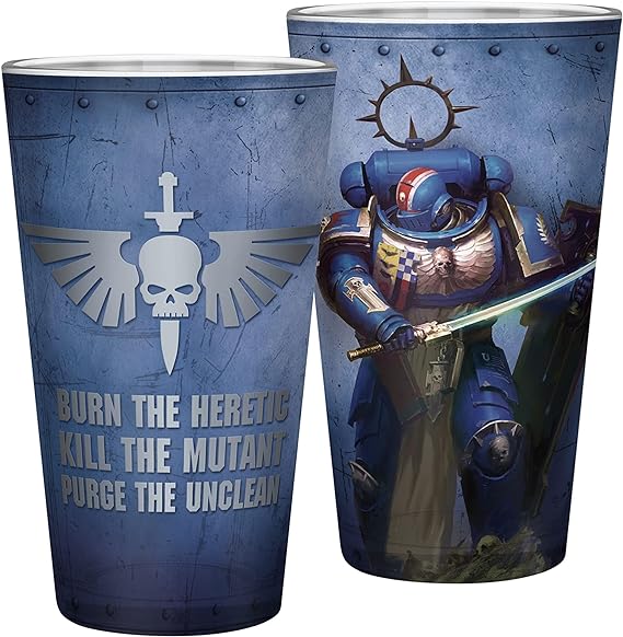Abystyle Warhammer 40K Ultramarine Pint Size Drinking Glass 14 Oz.