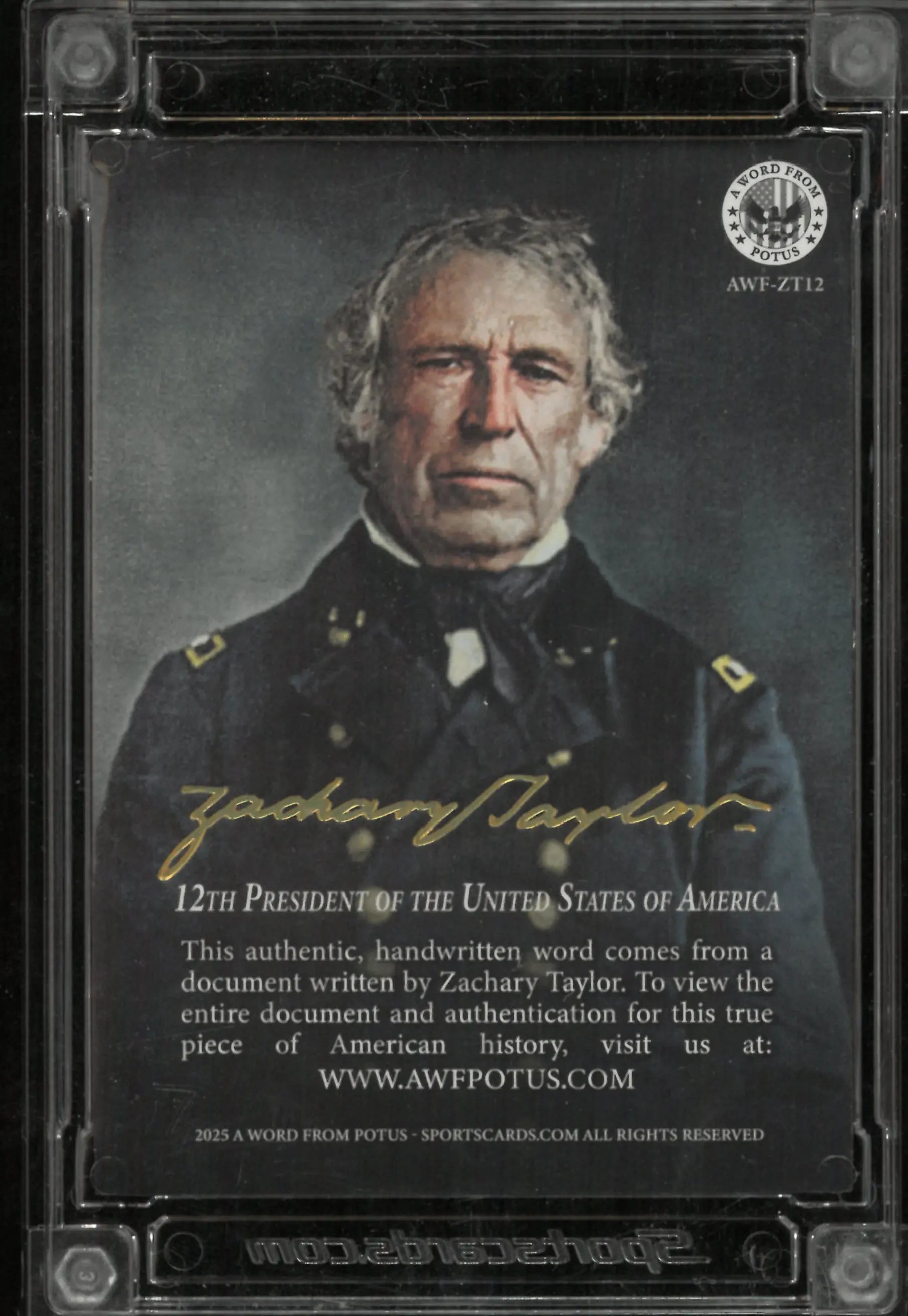 A Word From POTUS: Authentic Handwritten Word Zachary Taylor 
