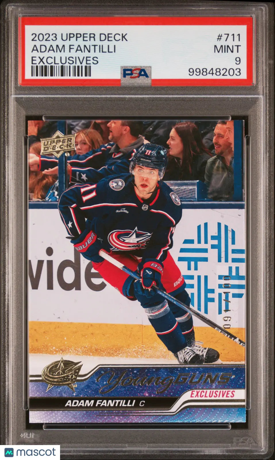 Adam Fantilli /100 Exclusives Young Guns RC Rookie PSA 9 UD Upper Deck 2023-24 