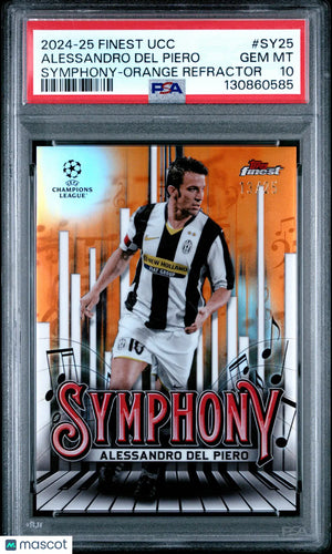 Alessandro Del Piero /25 Topps Finest PSA 10 Symphony Orange Refractor 2024-25 