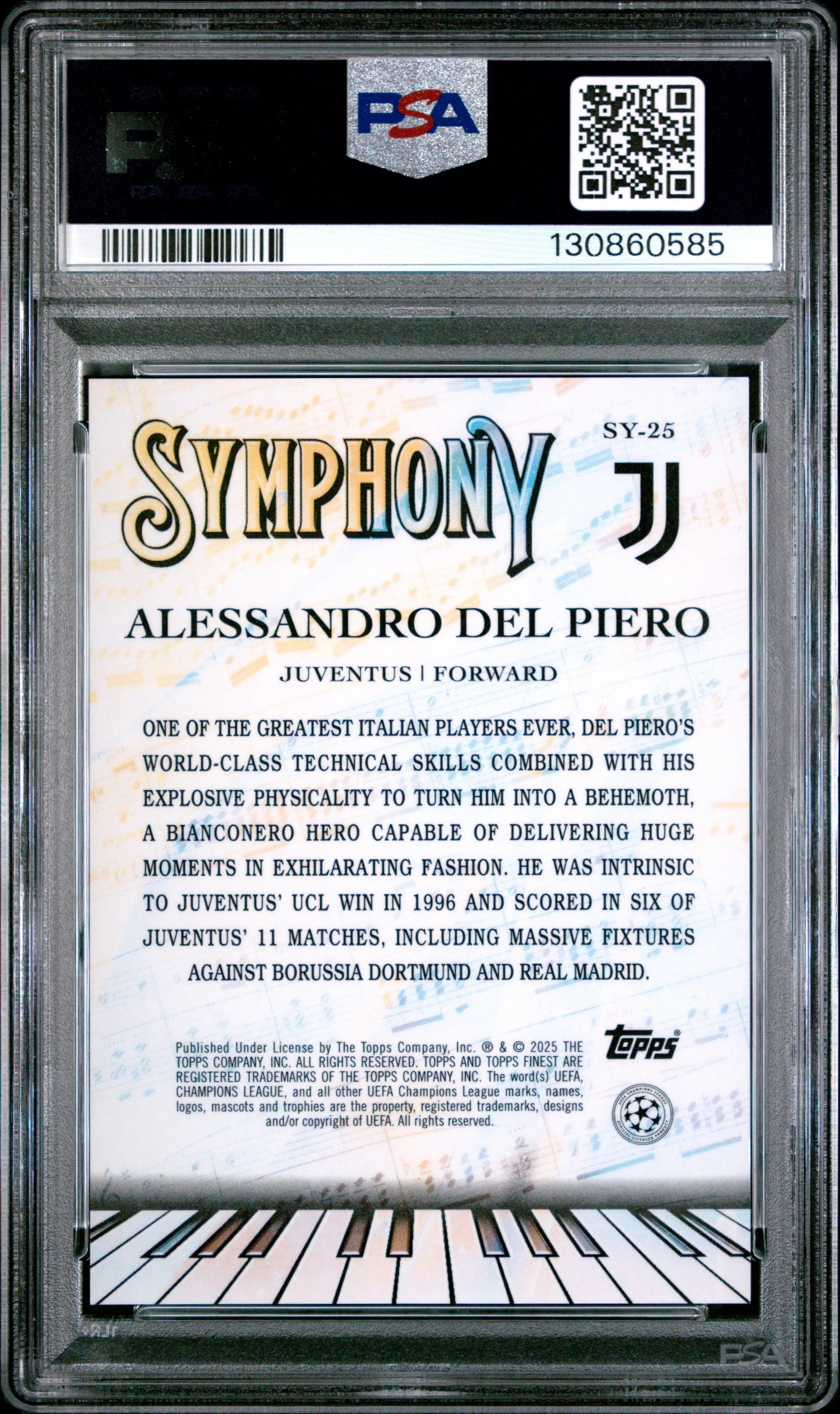 Alessandro Del Piero /25 Topps Finest PSA 10 Symphony Orange Refractor 2024-25 