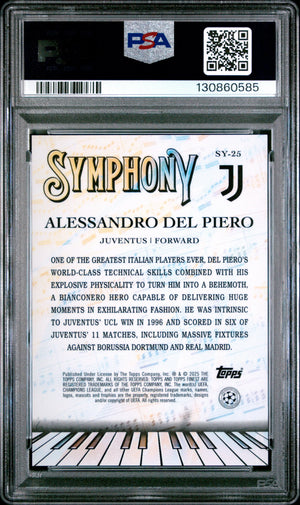 Alessandro Del Piero /25 Topps Finest PSA 10 Symphony Orange Refractor 2024-25 
