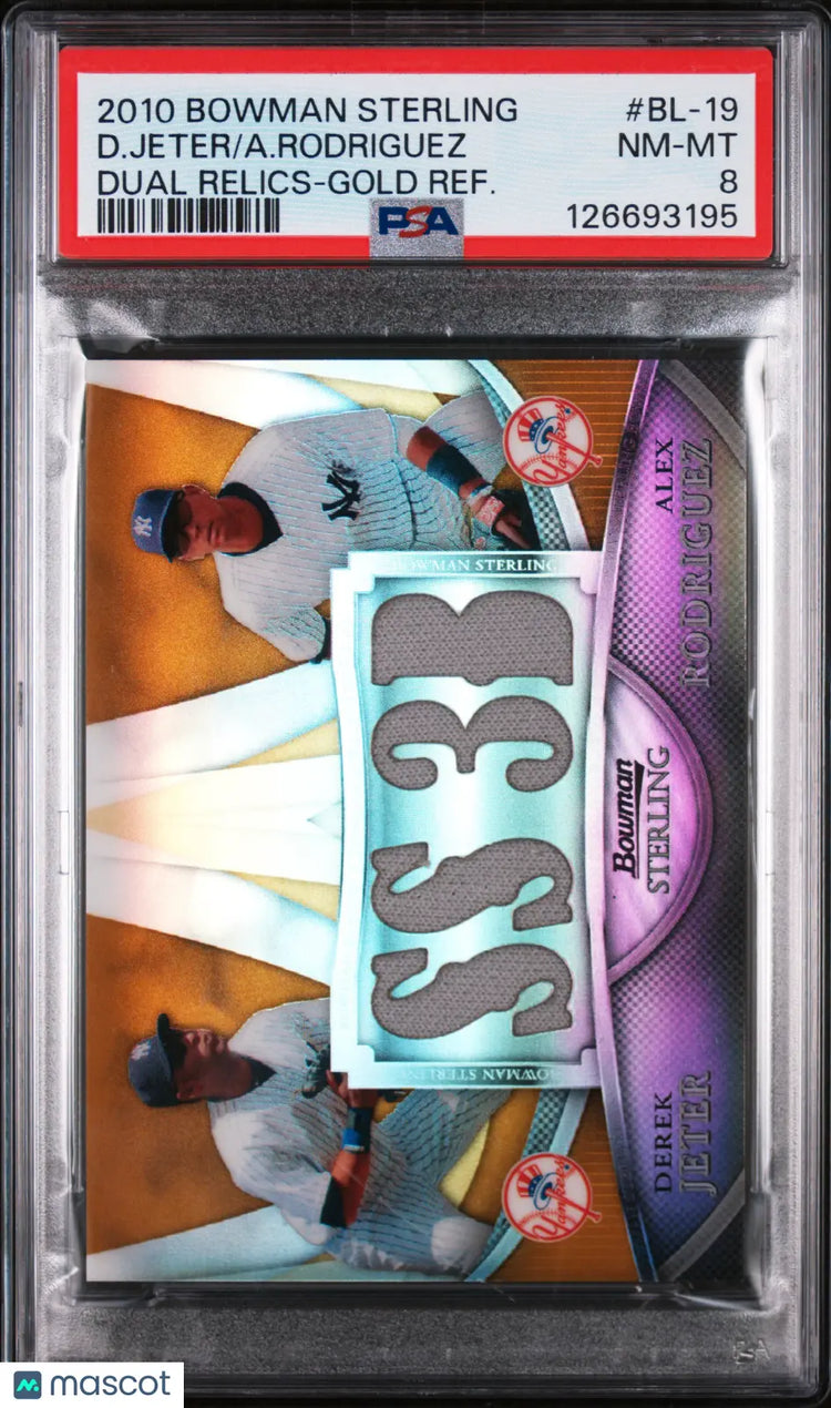 Alex Rodriguez Derek Jeter Dual Jersey GOLD /50 PSA 8 2010 Bowman Sterling 