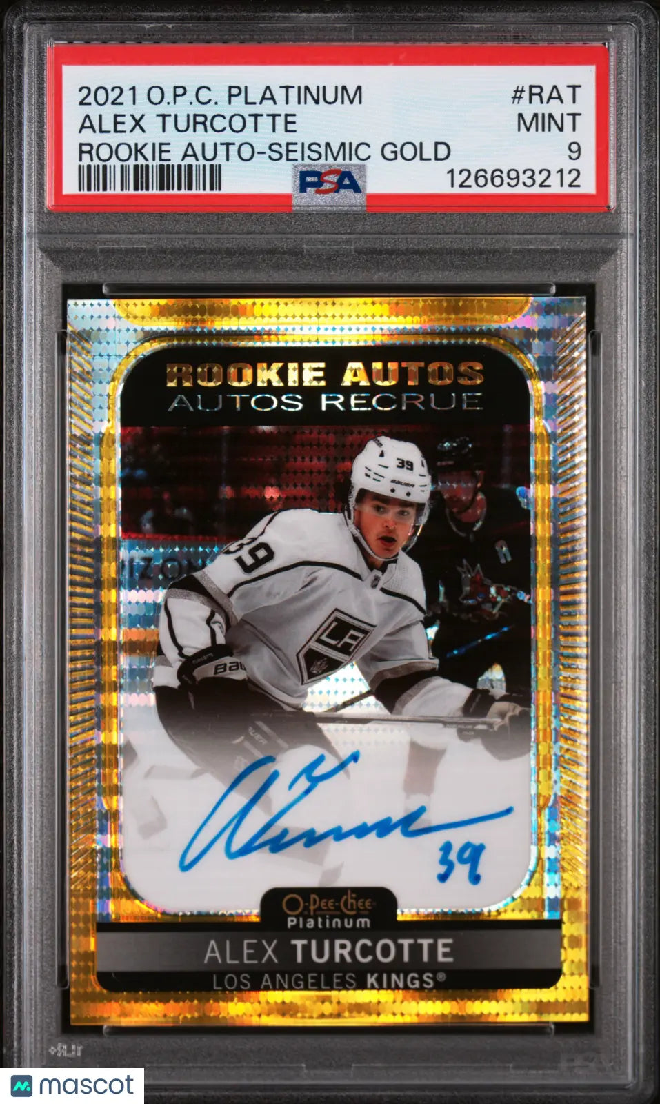 Alex Turcotte /25 RC Rookie Autograph 2021-22 Platinum O Pee Chee Seismic Gold 