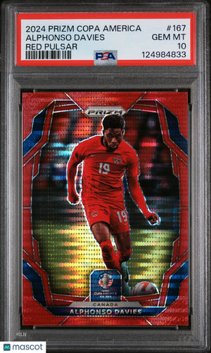 Alphonso Davies /125 Red Pulsar PSA 10 2024 Panini Prizm Copa America 