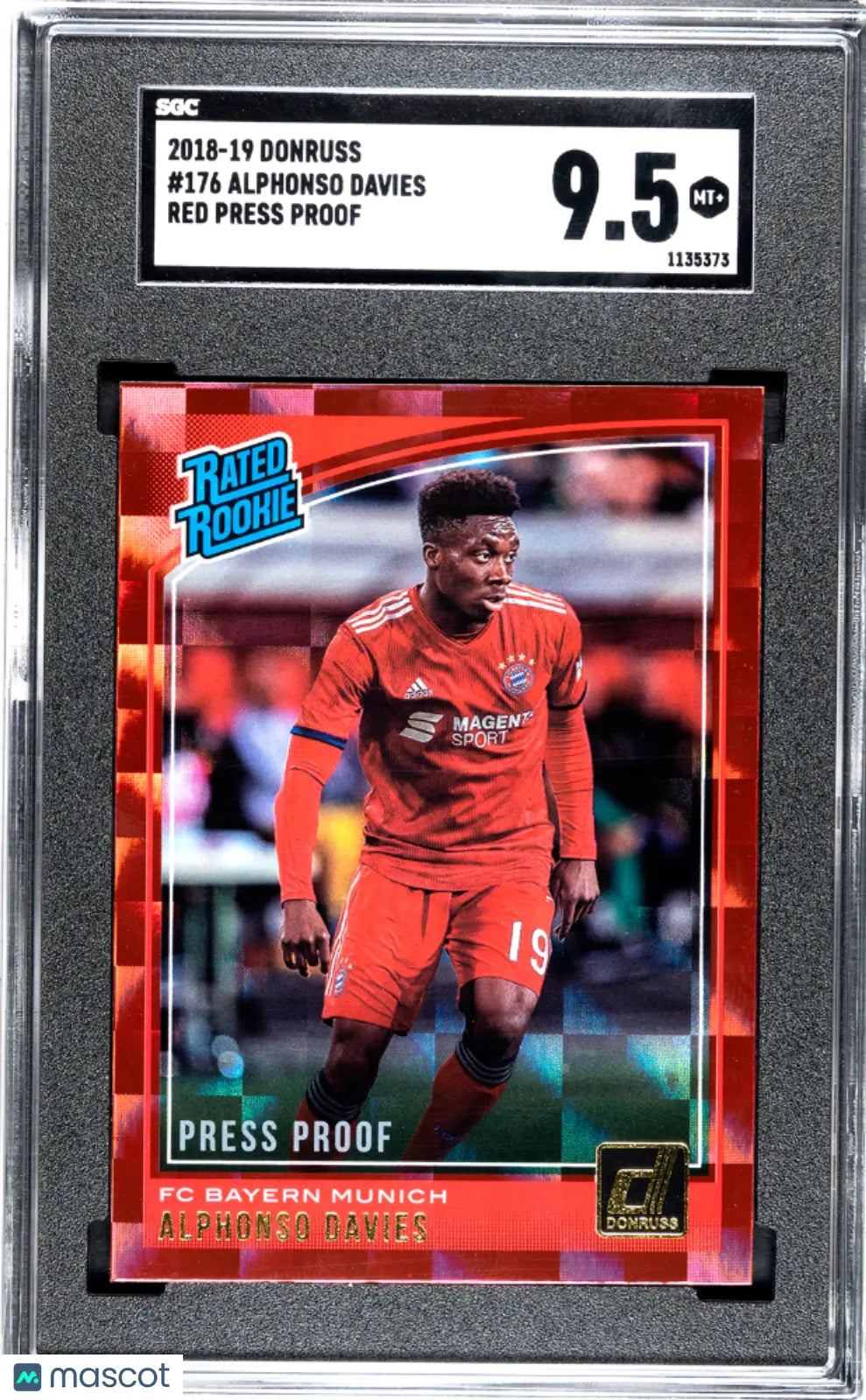 Alphonso Davies Red Press Proof SGC 9.5 2018-19 18-19 Donruss RC Rookie Rated 
