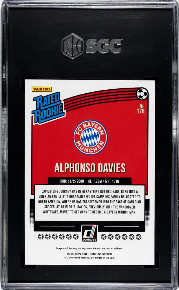 Alphonso Davies Red Press Proof SGC 9.5 2018-19 18-19 Donruss RC Rookie Rated 