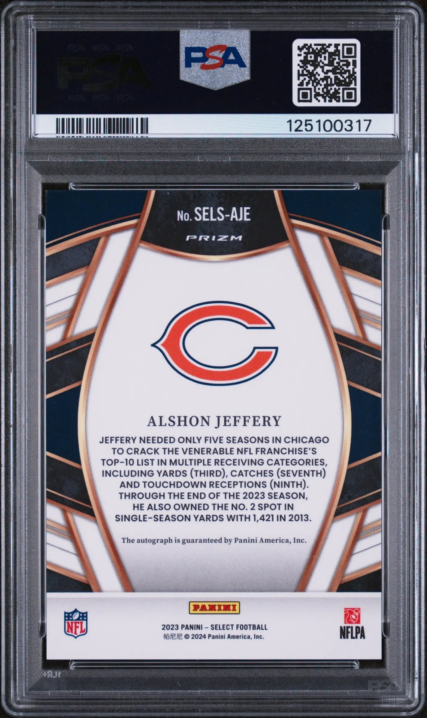 Alshon Jeffery PSA 10 POP 1 2023 Panini Select Select Signatures Auto Autograph 