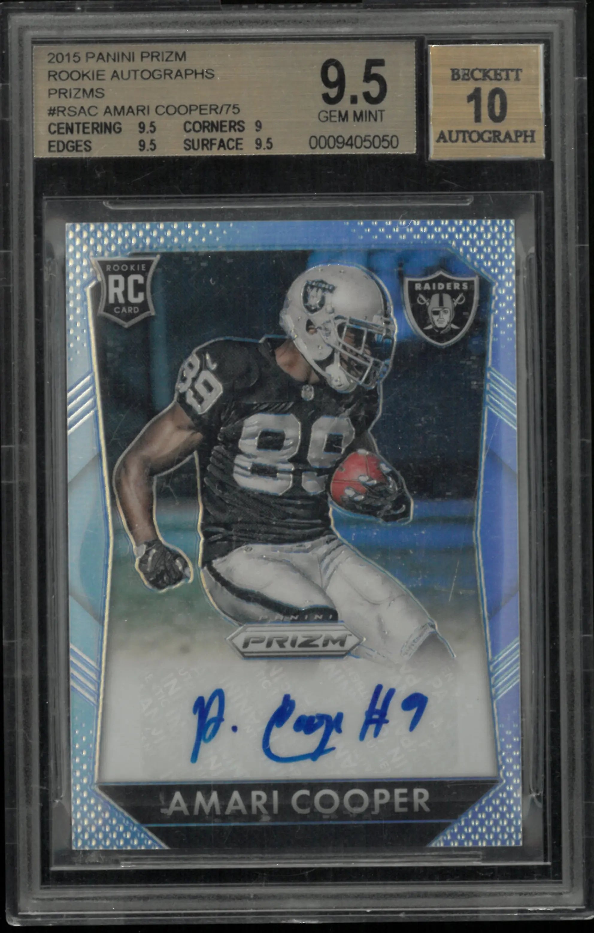 Amari Cooper Auto RC /75 2015 Panini Prizm BGS 9.5 10 Autograph Rookie Prizms 
