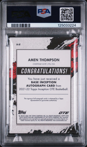 Amen Thompson /200 PSA 10 Auto RC Rookie 2021-22 Topps OTE Inception Autograph 