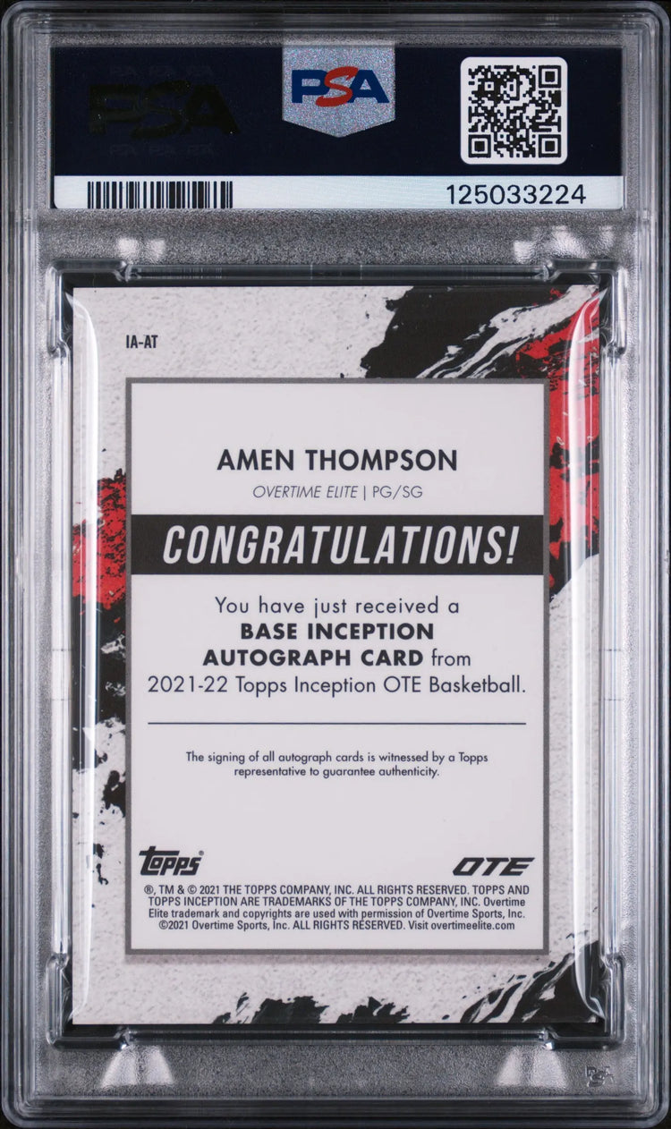 Amen Thompson /200 PSA 10 Auto RC Rookie 2021-22 Topps OTE Inception Autograph 