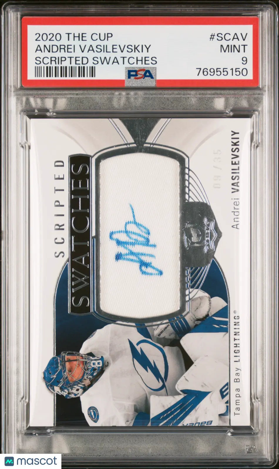 Andrei Vasilevskiy /35 PSA 9 2020-21 UD The Cup Scripted Swatches Auto 
