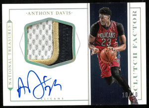 Anthony Davis Patch Auto /10 10/10 2015-16 National Treasures Clutch 
