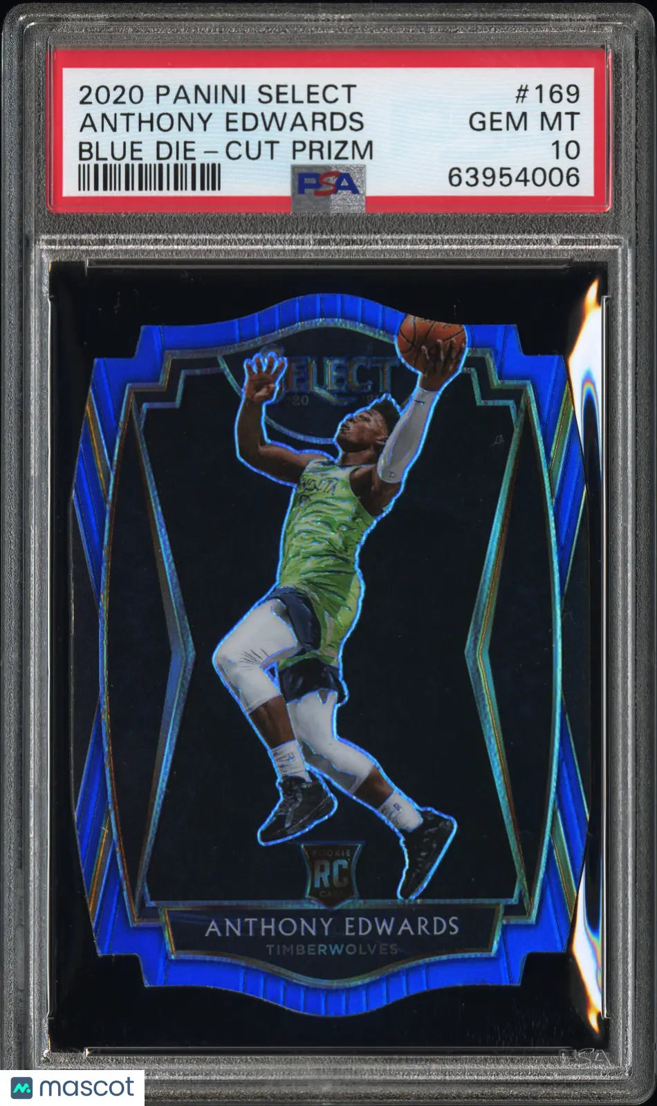 Anthony Edwards RC Rookie /249 2020-21 Panini Select Blue Die Cut Prizm PSA 10 