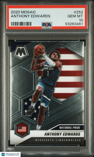 Anthony Edwards RC Rookie PSA 10 National Pride USA 2020-21 Mosaic 20-21 