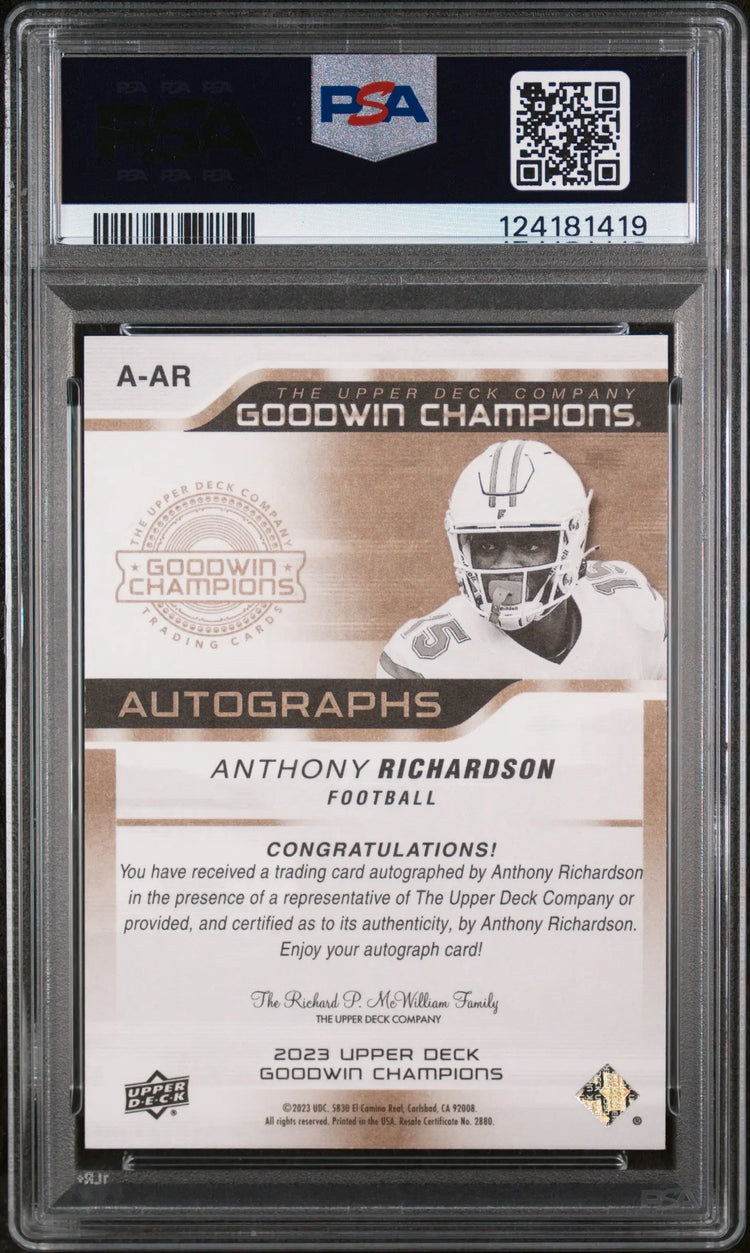Anthony Richardson Auto /50 Inscription PSA 8 2023 2024 Goodwin Update Champions 