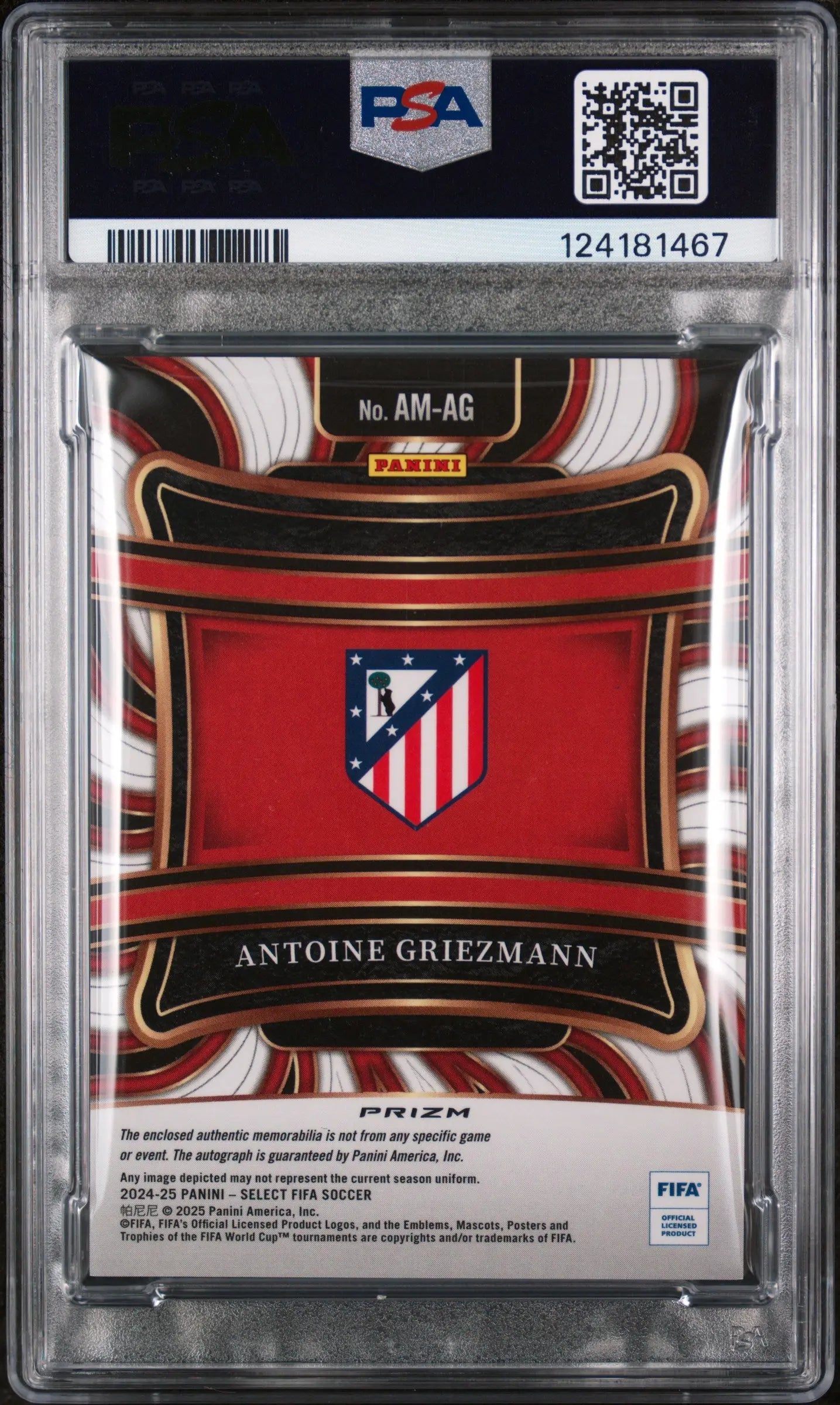 Antoine Griezmann Auto Memorabilia PSA 10 Autograph 2024-25 Select FIFA 