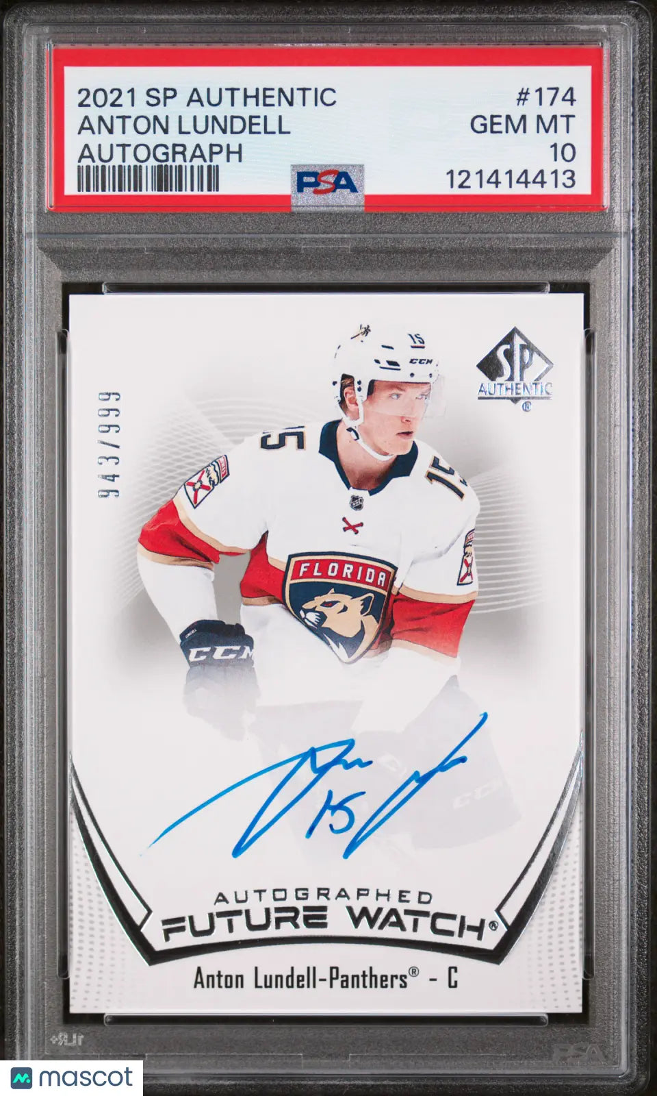 Anton Lundell Future Watch Auto PSA 10 Autograph RC Rookie SP Authentic 2021-22 