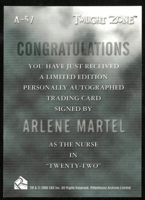 Arlene Martel as The Nurse Twilight Zone Auto Autograph #A-57 