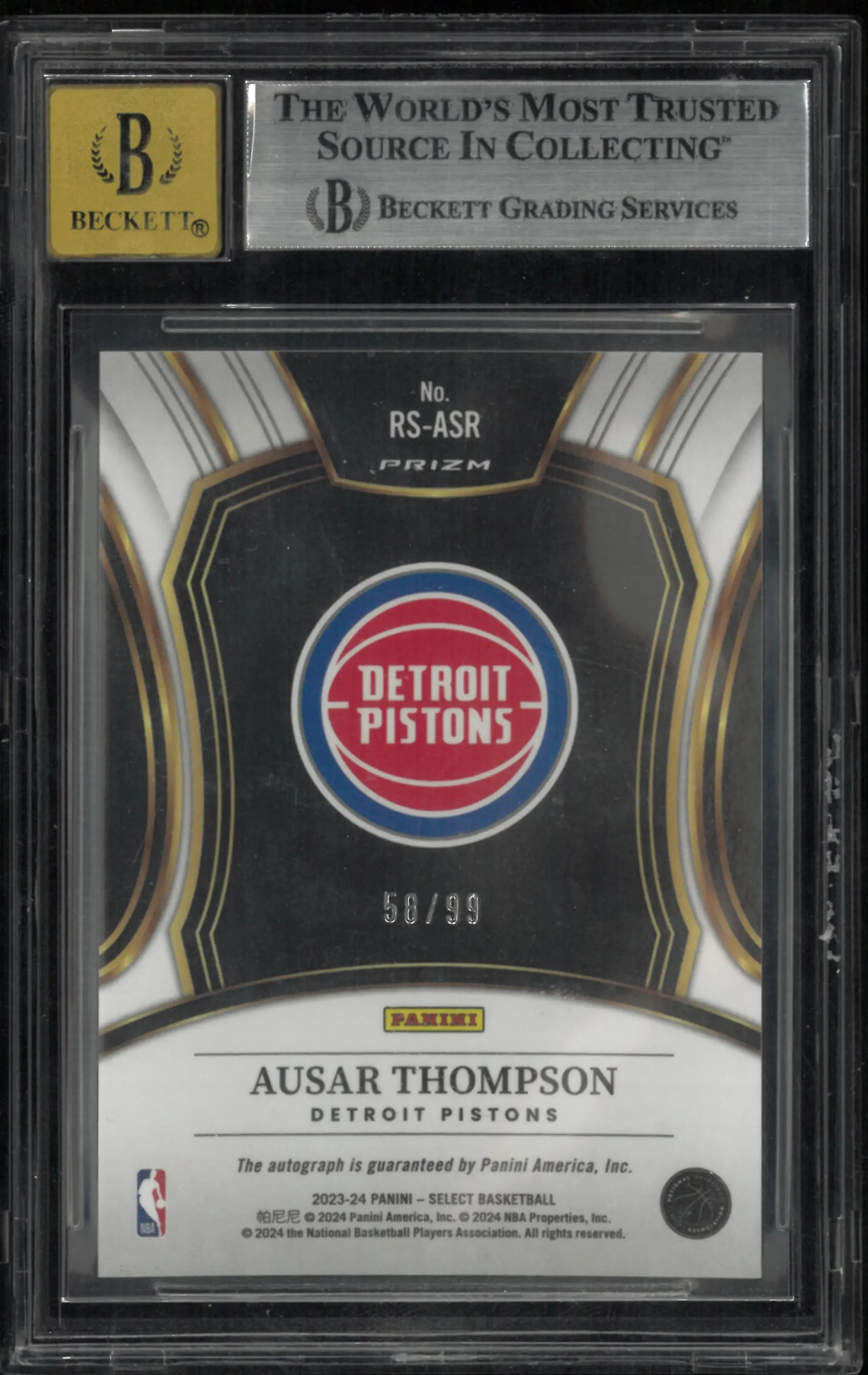 Ausar Thompson RC /99 BGS 8.5 Auto 10 2023 Select Rookie Signatures Red Prizm 