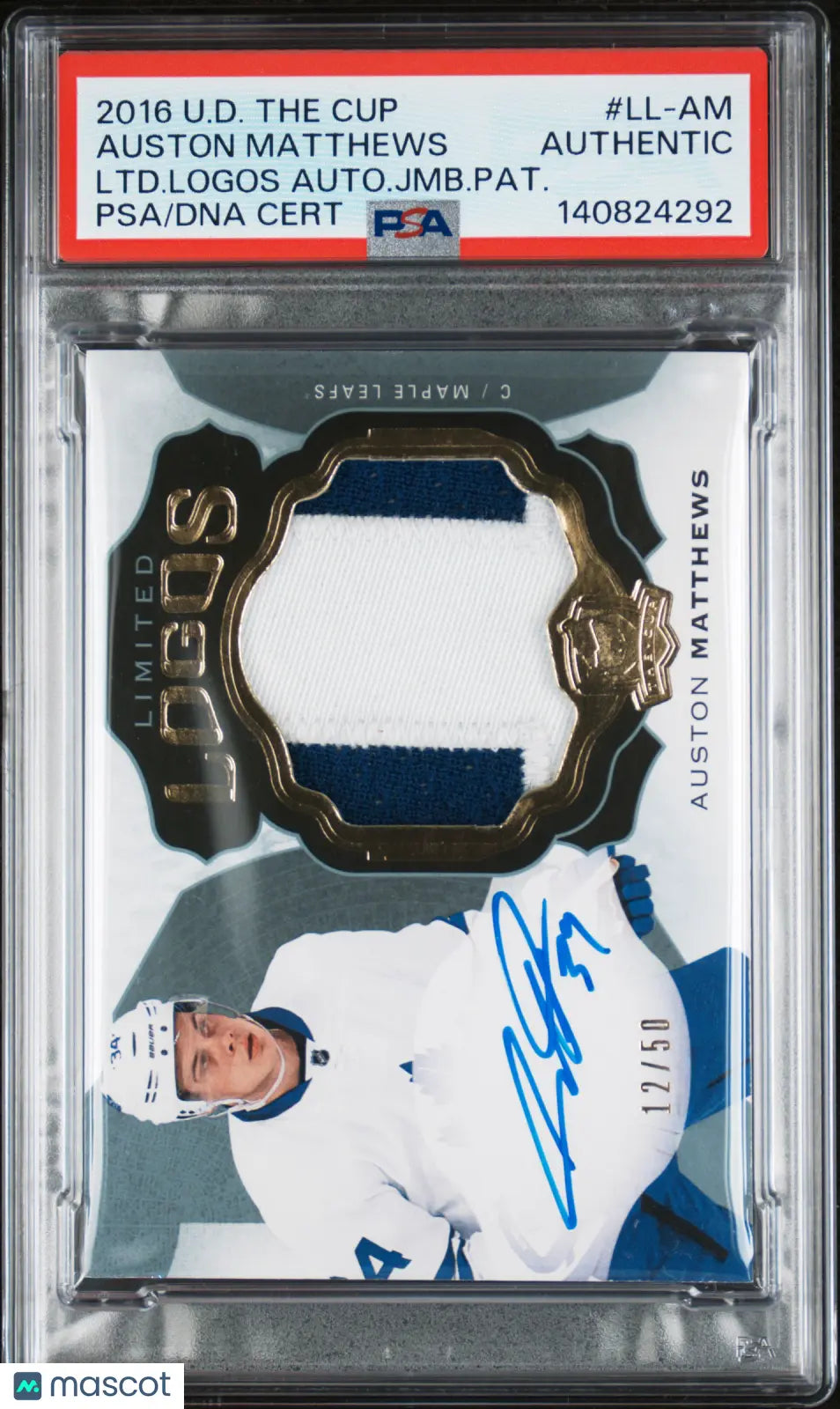 Auston Matthews RC Limited Logos /50 PSA Authentic Auto 2016-17 UD The Cup 