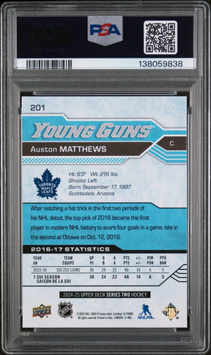 Auston Matthews #201 PSA 10 2024-25 RC Rookie Upper Deck Young Guns Renewed 