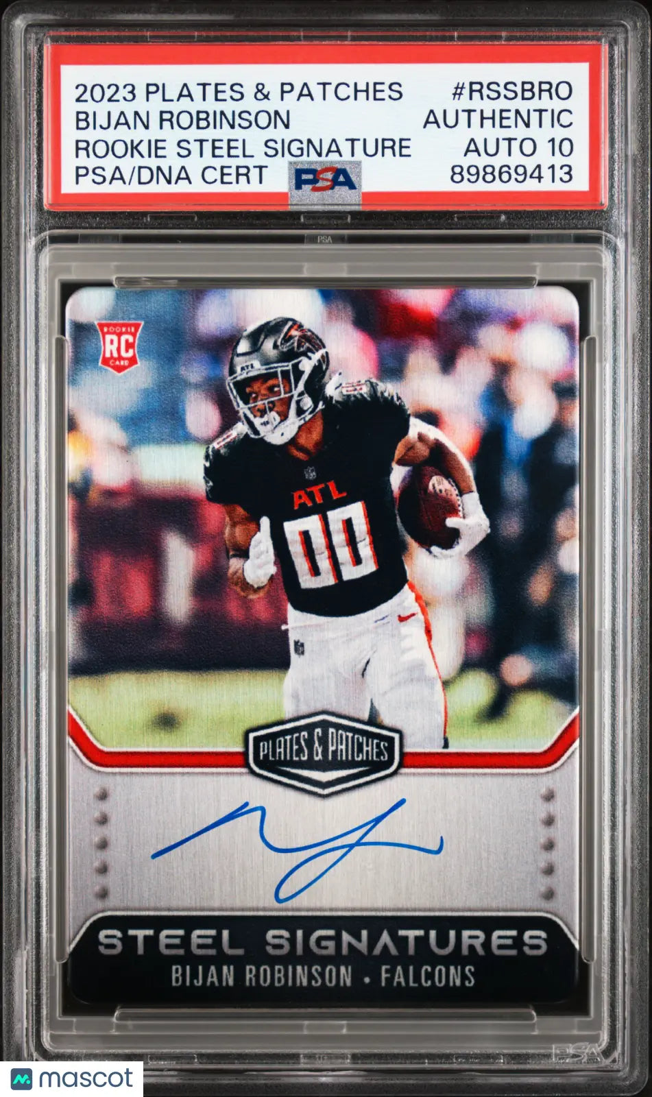 Bijan Robinson RC PSA Auto 10 2023 Panini Plates & Patches Steel Signature /300 