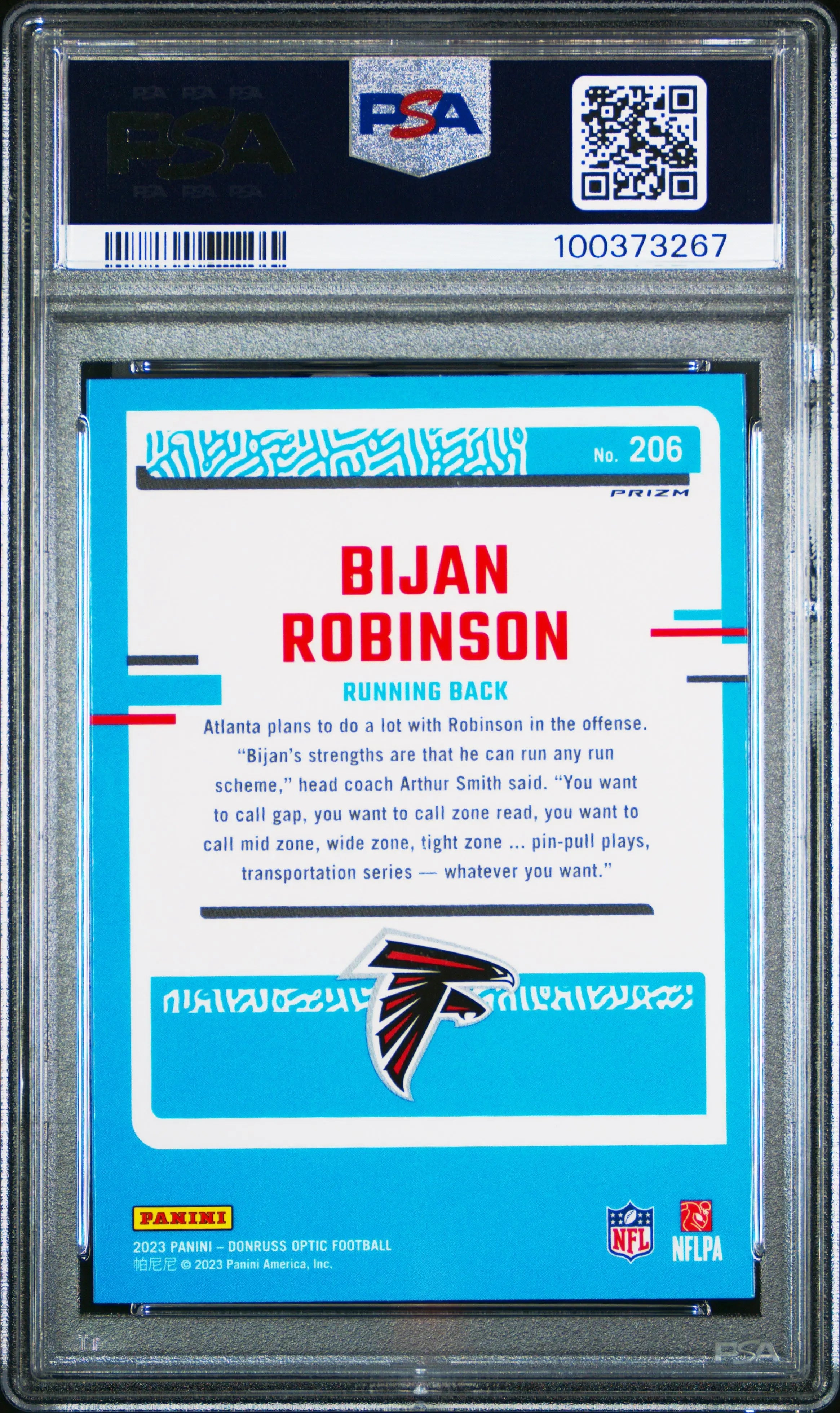 Bijan Robinson Stars PSA 10 RC Rated Rookie 2023 Panini Donruss Optic 