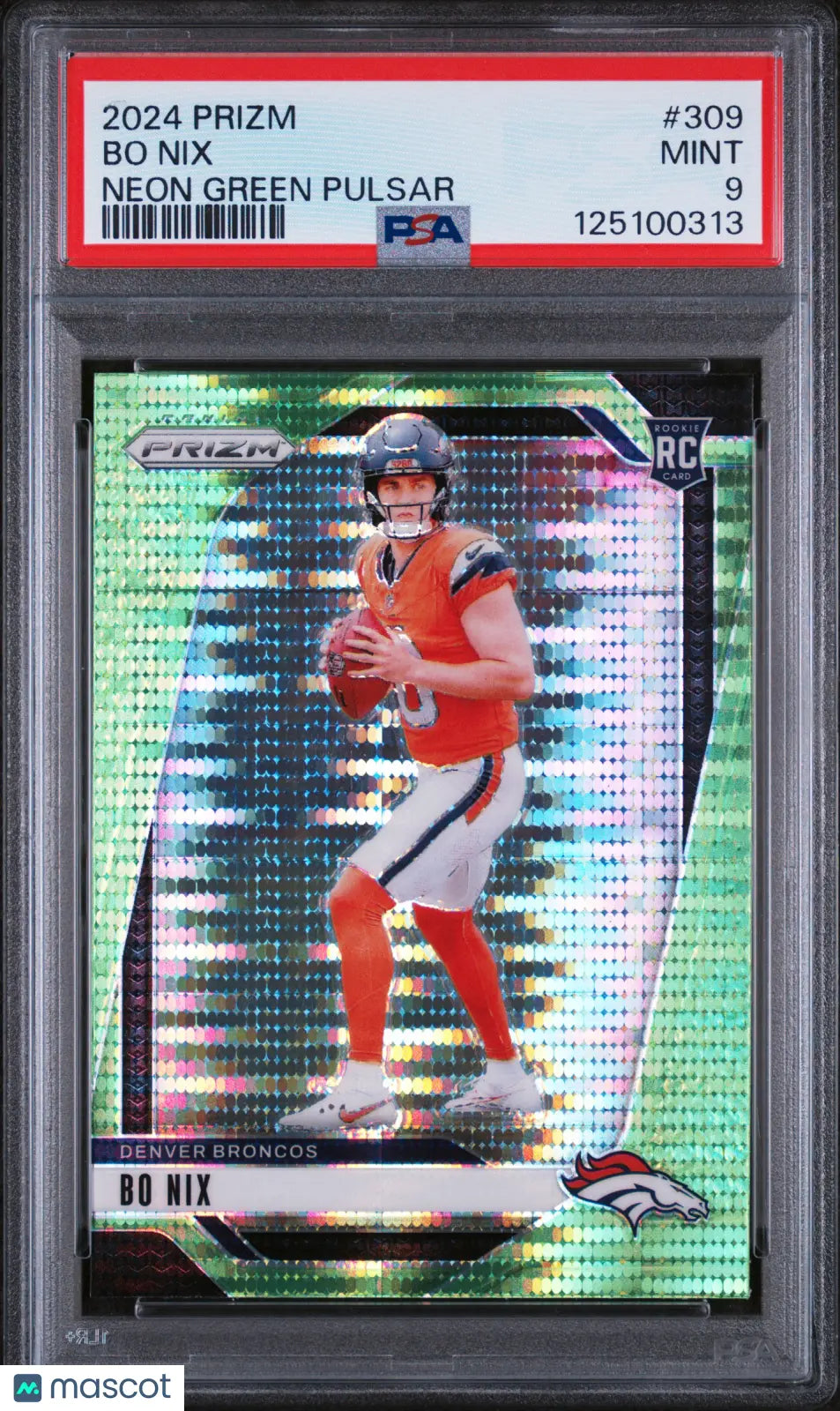Bo Nix Rookie Card 2024 Panini Prizm Neon Green PSA 9