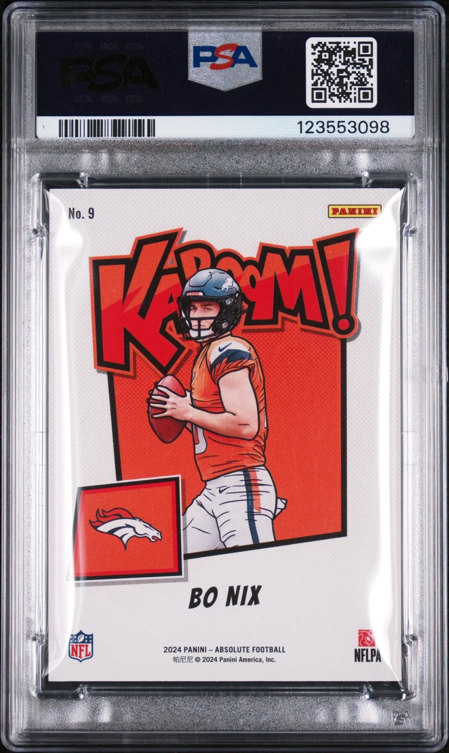 Bo Nix RC Rookie PSA 9 2024 Panini Absolute Kaboom! Horizontal SSP 